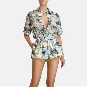 ZIMMERMAN Juliette Roll Cuff Shirt In Jade Island 1